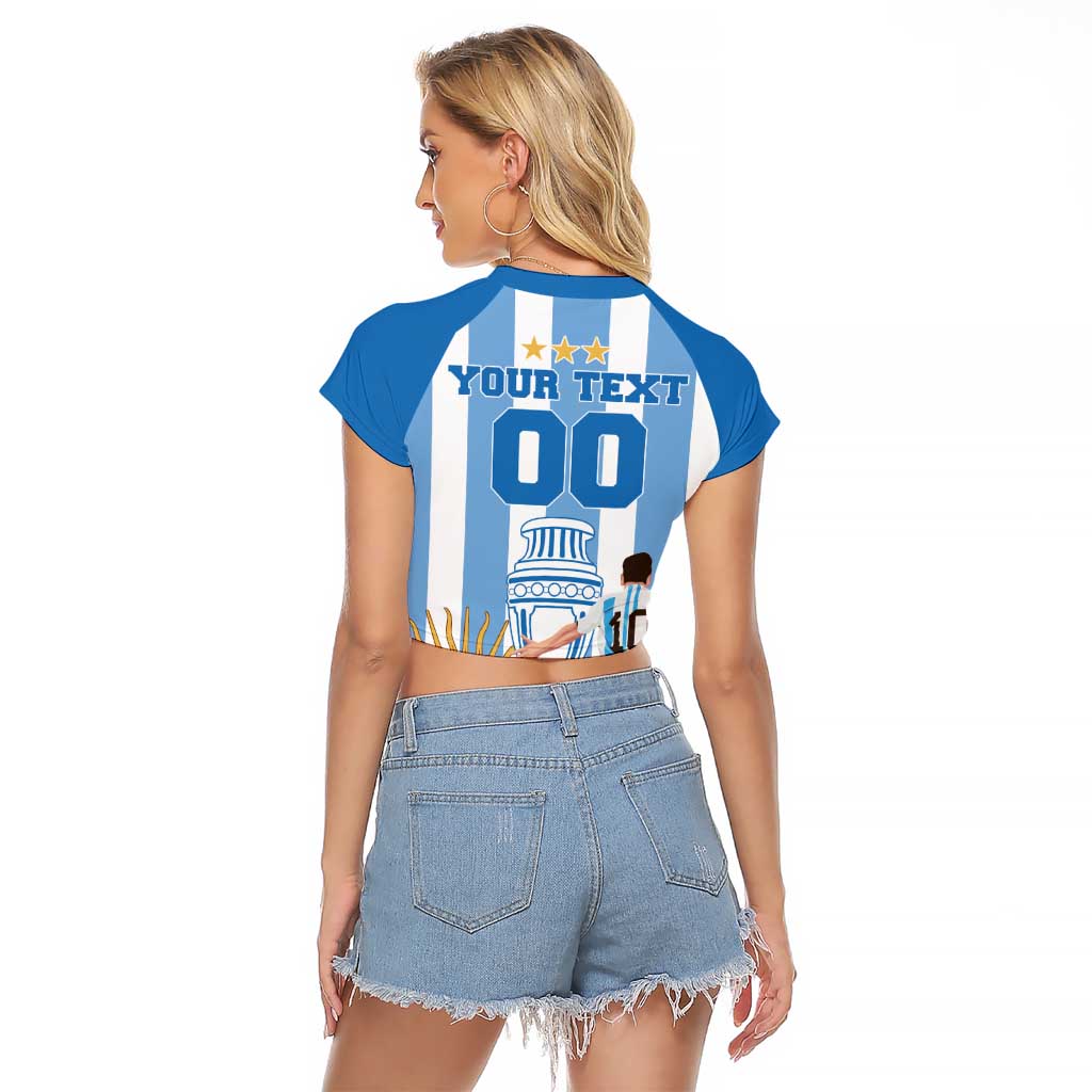 Custom Argentina Football Raglan Cropped T Shirt Go Champions 2024 - Wonder Print Shop