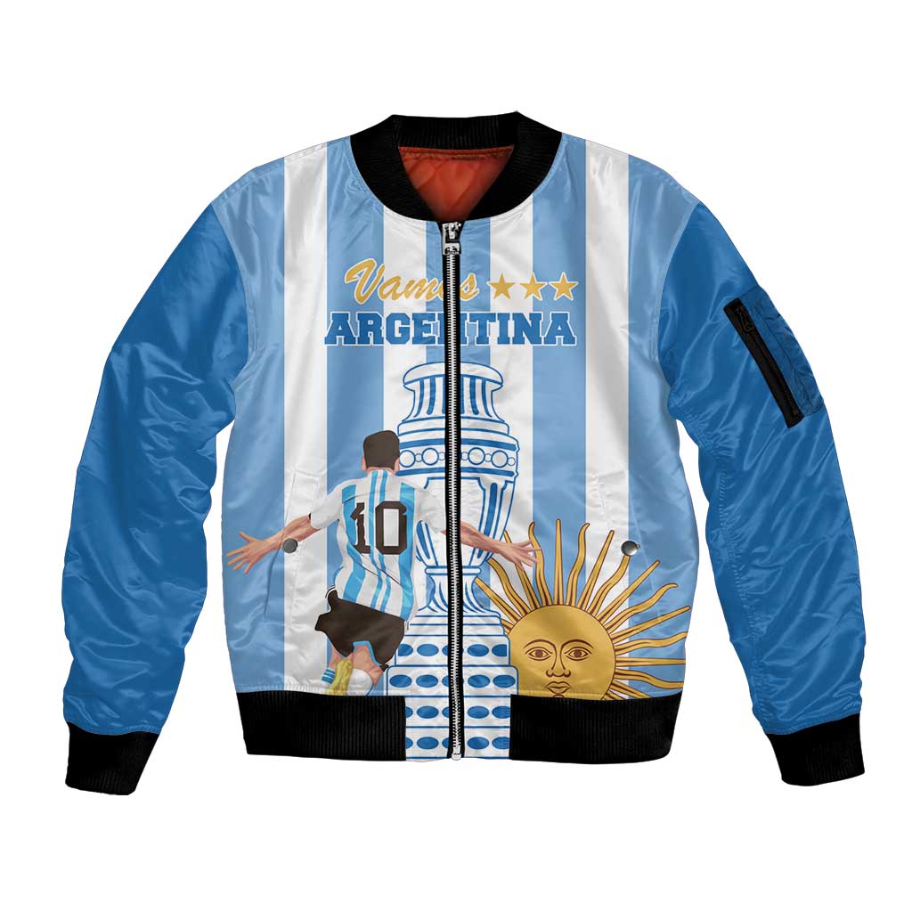 Custom Argentina Football Sleeve Zip Bomber Jacket Go Champions 2024 - Wonder Print Shop