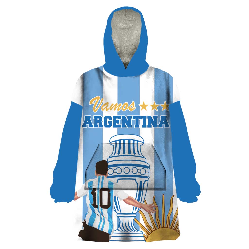 Custom Argentina Football Wearable Blanket Hoodie Go Champions 2024 - Wonder Print Shop