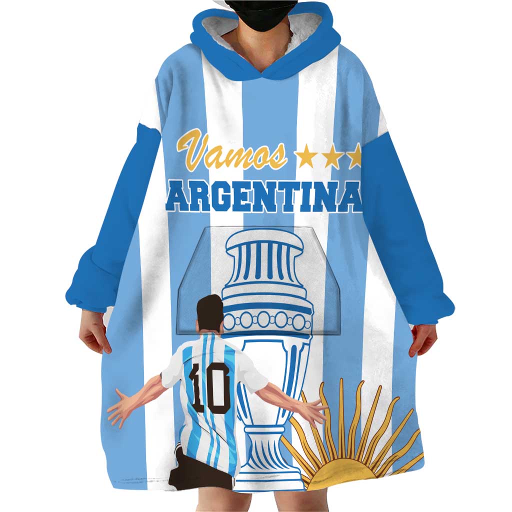 Custom Argentina Football Wearable Blanket Hoodie Go Champions 2024 - Wonder Print Shop