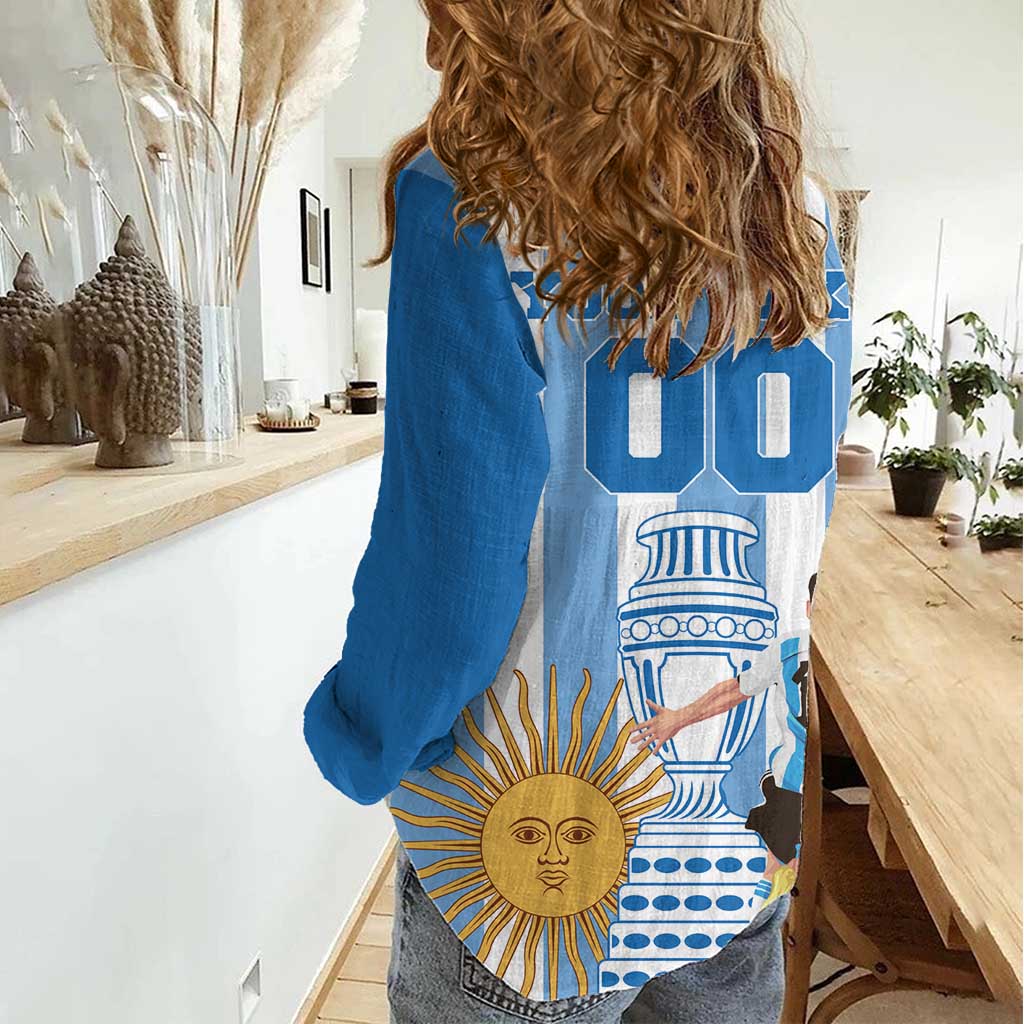 Custom Argentina Football Women Casual Shirt Go Champions 2024 - Wonder Print Shop