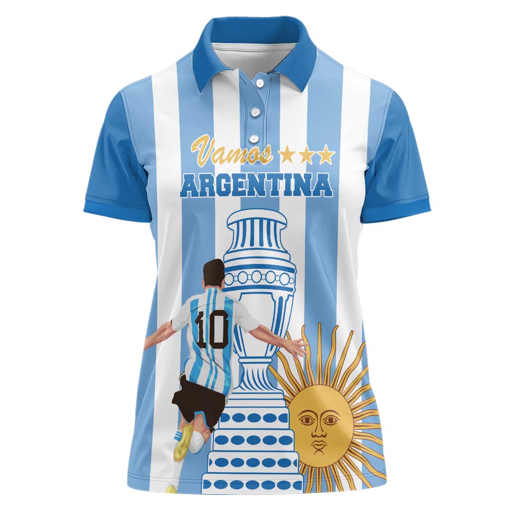 Custom Argentina Football Women Polo Shirt Go Champions 2024 - Wonder Print Shop