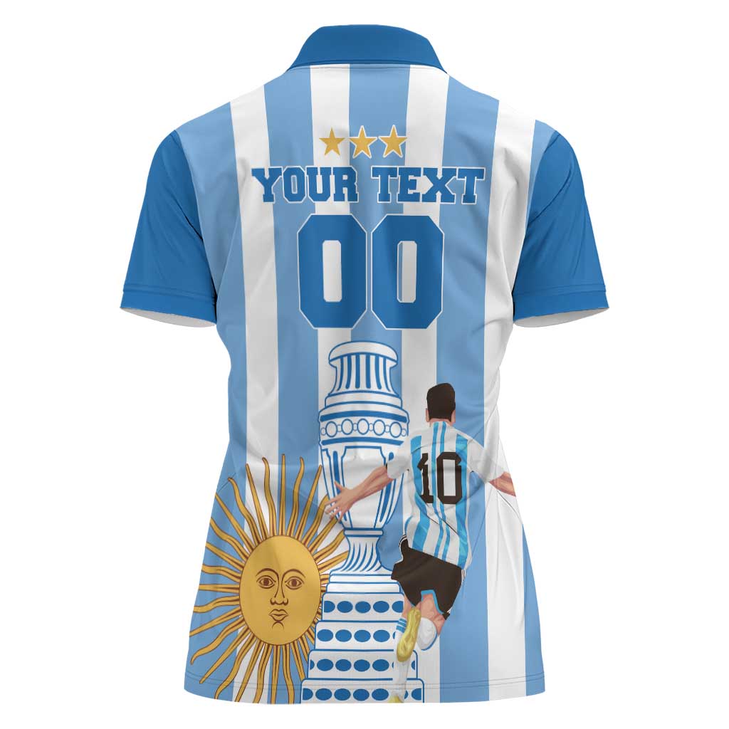 Custom Argentina Football Women Polo Shirt Go Champions 2024 - Wonder Print Shop
