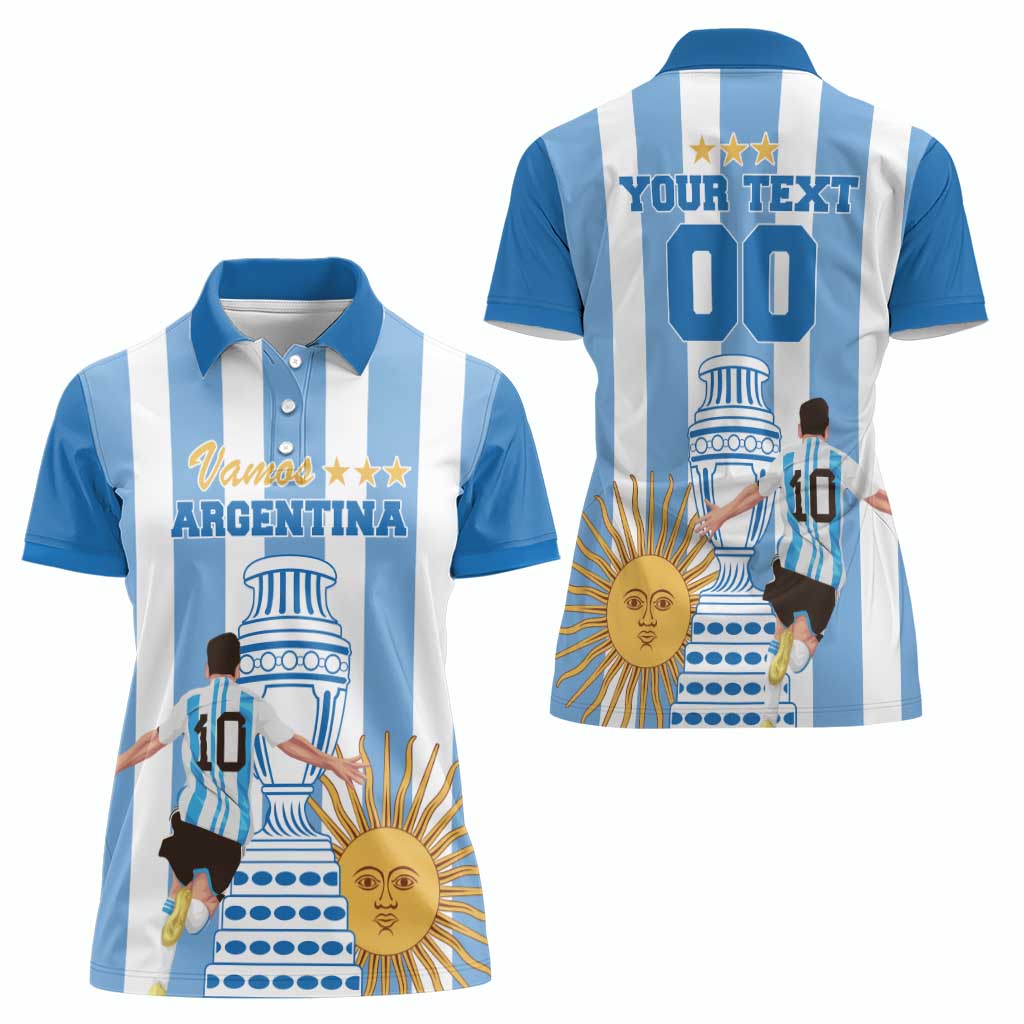 Custom Argentina Football Women Polo Shirt Go Champions 2024 - Wonder Print Shop