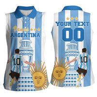 Custom Argentina Football Women Sleeveless Polo Shirt Go Champions 2024 - Wonder Print Shop