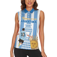 Custom Argentina Football Women Sleeveless Polo Shirt Go Champions 2024 - Wonder Print Shop