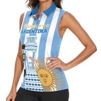 Custom Argentina Football Women Sleeveless Polo Shirt Go Champions 2024 - Wonder Print Shop