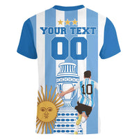 Custom Argentina Football Women V-Neck T-Shirt Go Champions 2024 - Wonder Print Shop