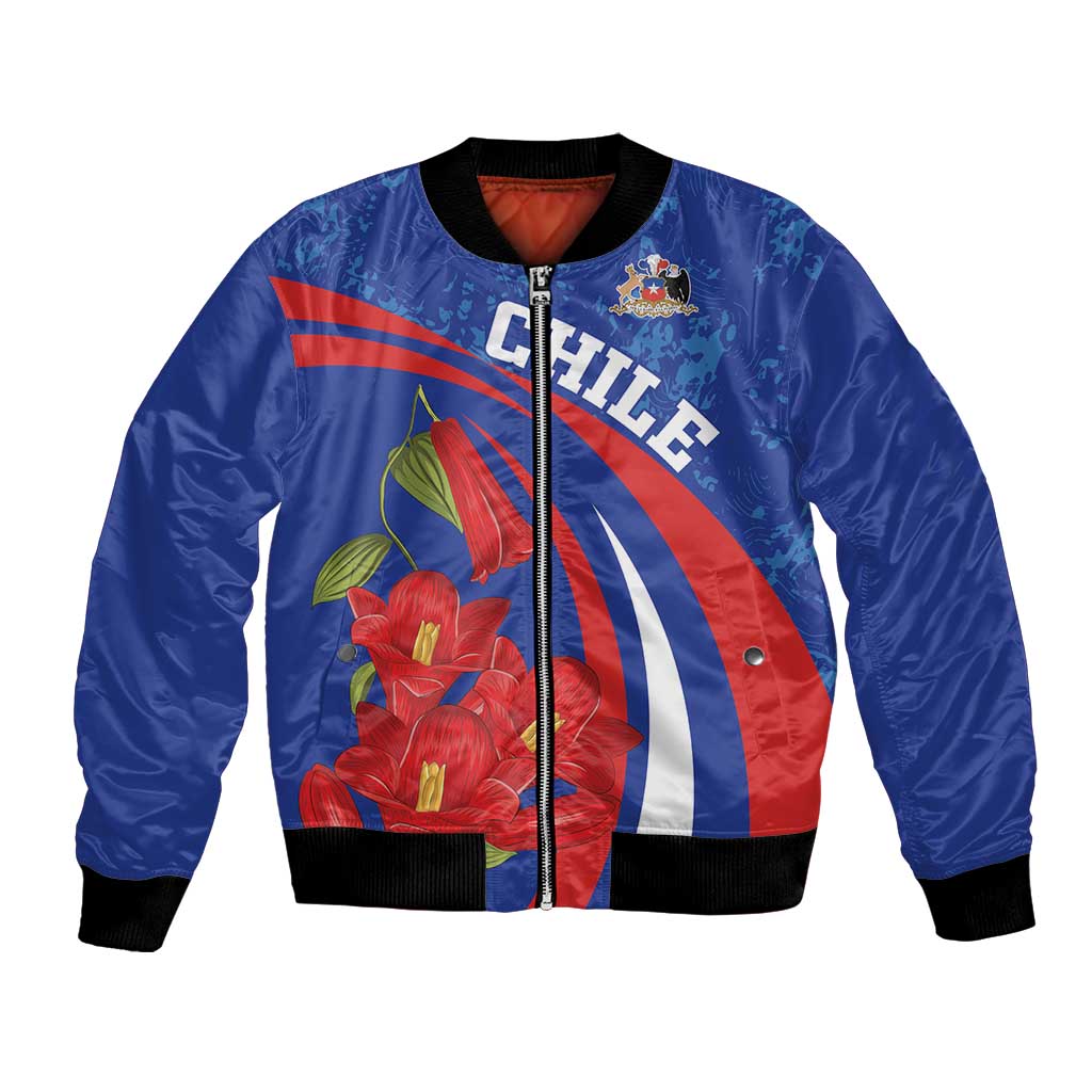 Custom Chile Lapageria Bomber Jacket With Grunge Style - Wonder Print Shop