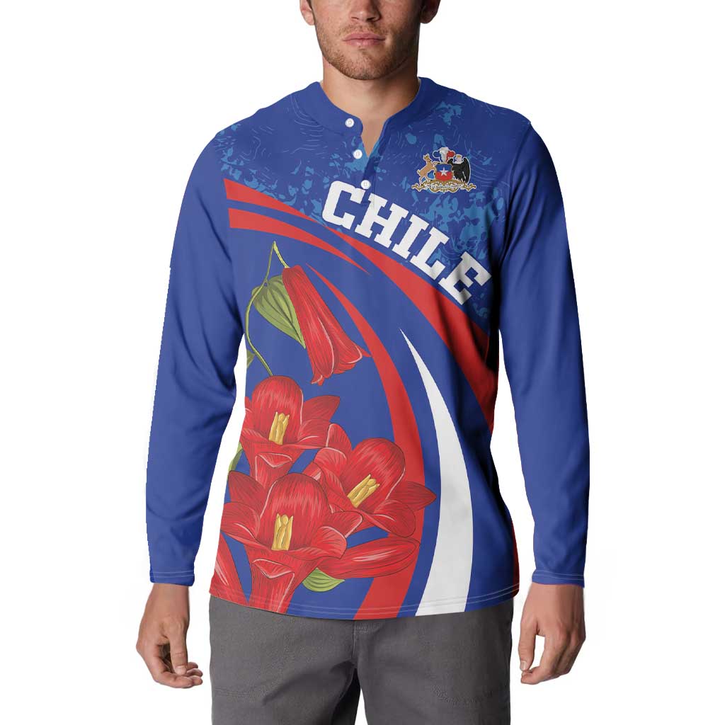 Custom Chile Lapageria Button Sweatshirt With Grunge Style - Wonder Print Shop