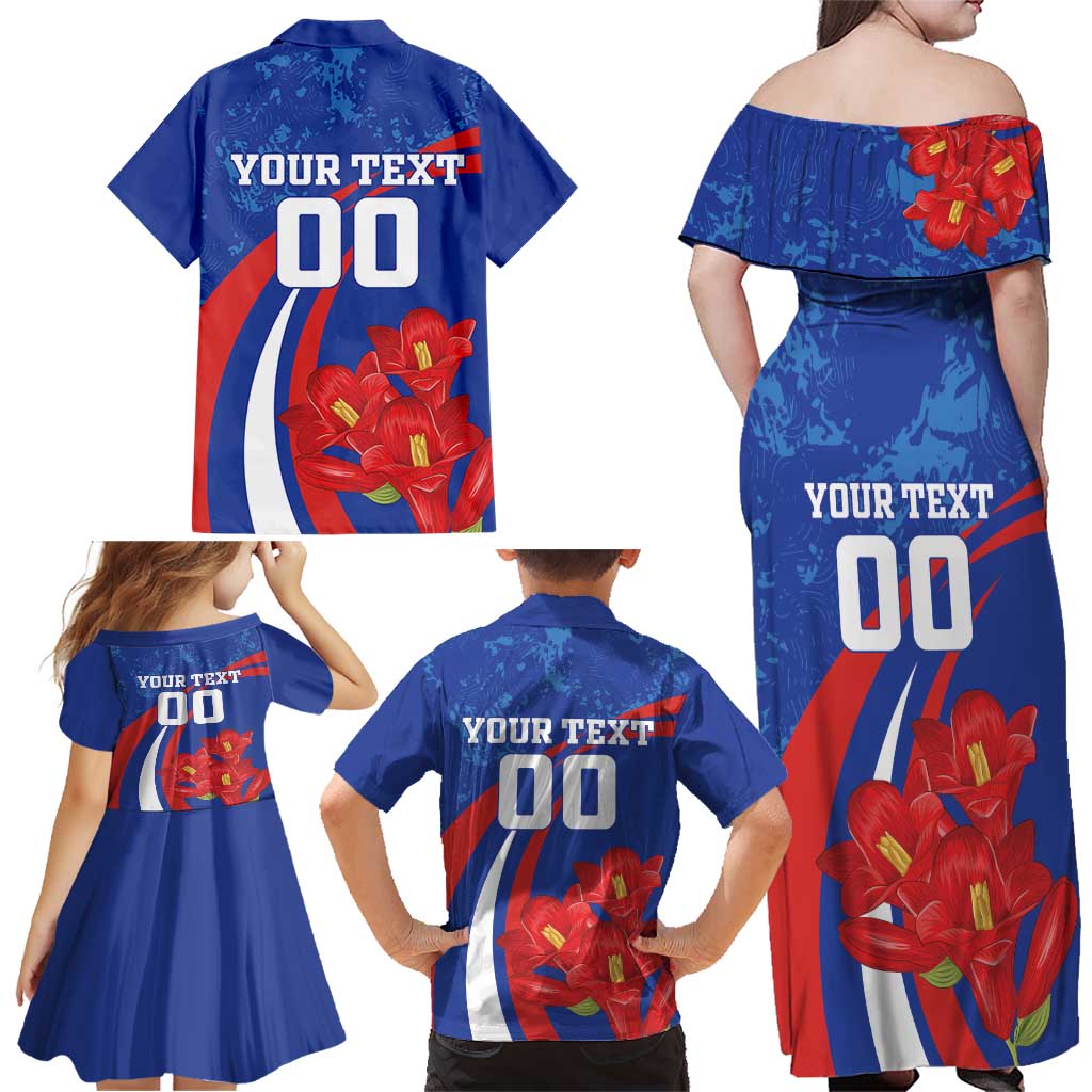 Custom Chile Lapageria Family Matching Off Shoulder Maxi Dress and Hawaiian Shirt With Grunge Style - Wonder Print Shop