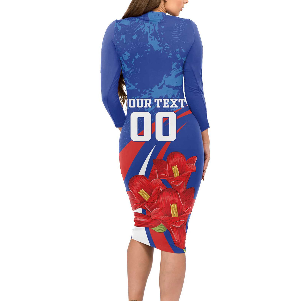 Custom Chile Lapageria Long Sleeve Bodycon Dress With Grunge Style - Wonder Print Shop