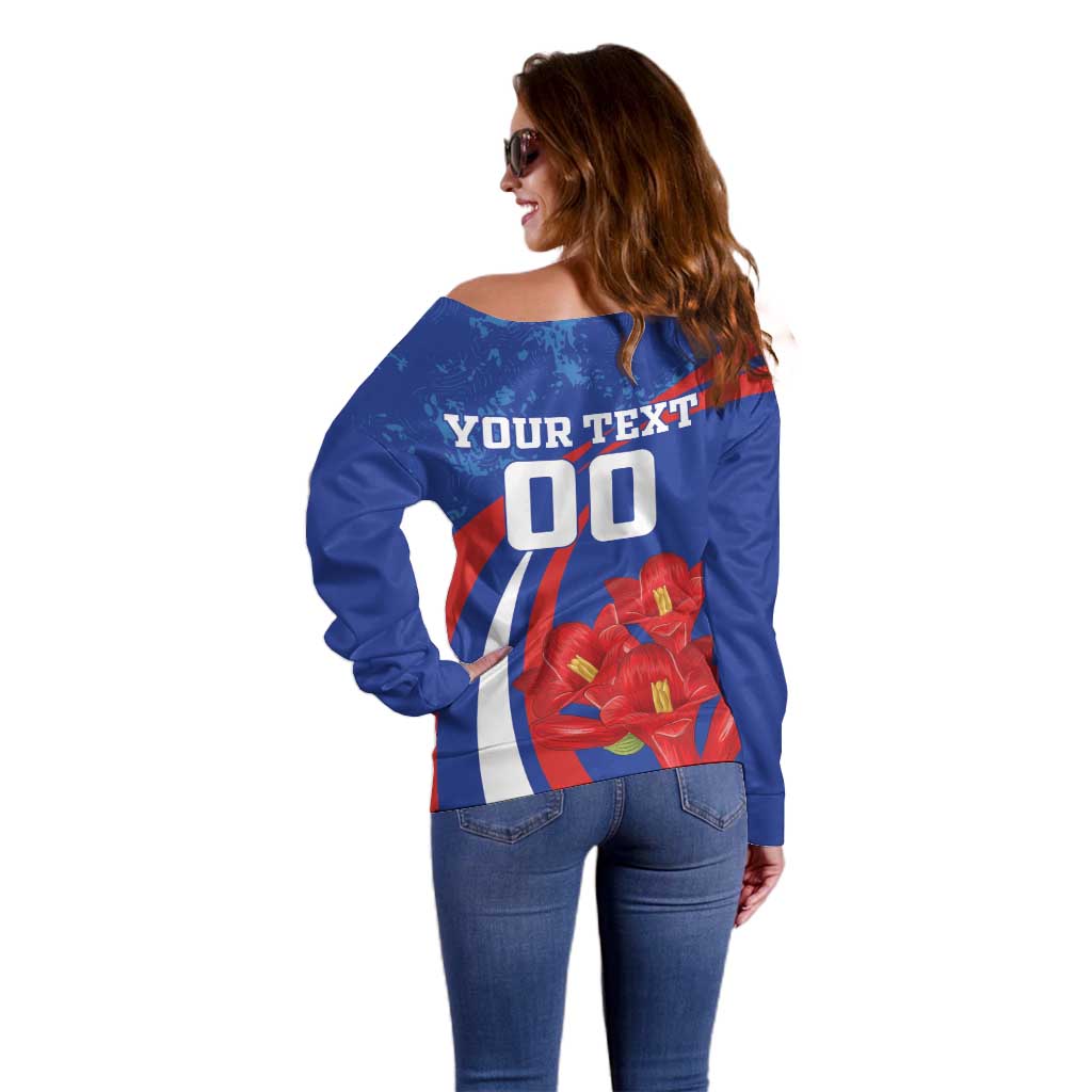 Custom Chile Lapageria Off Shoulder Sweater With Grunge Style - Wonder Print Shop