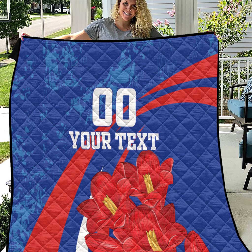 Custom Chile Lapageria Quilt With Grunge Style - Wonder Print Shop