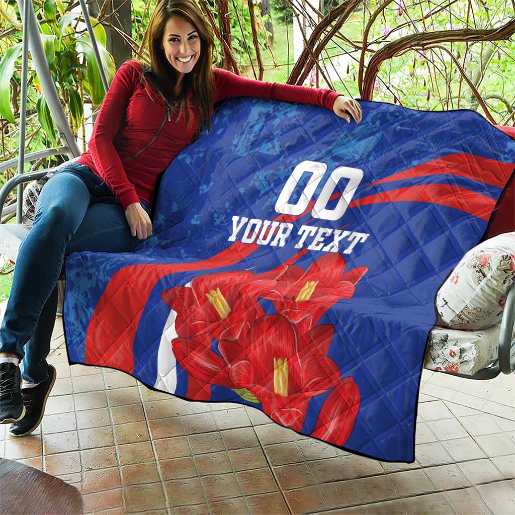 Custom Chile Lapageria Quilt With Grunge Style - Wonder Print Shop