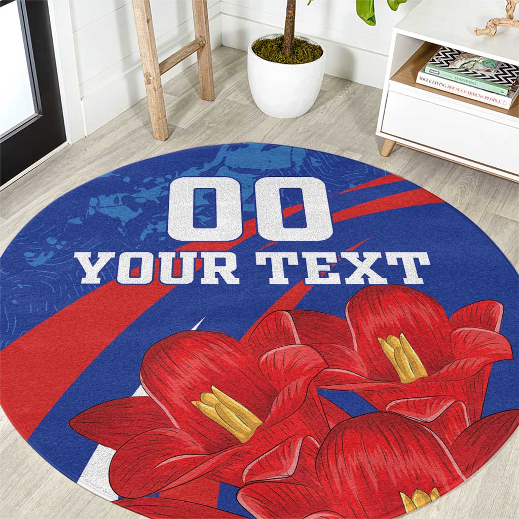 Custom Chile Lapageria Round Carpet With Grunge Style