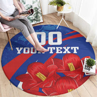 Custom Chile Lapageria Round Carpet With Grunge Style