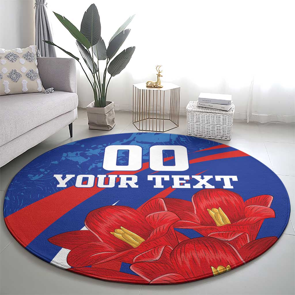 Custom Chile Lapageria Round Carpet With Grunge Style