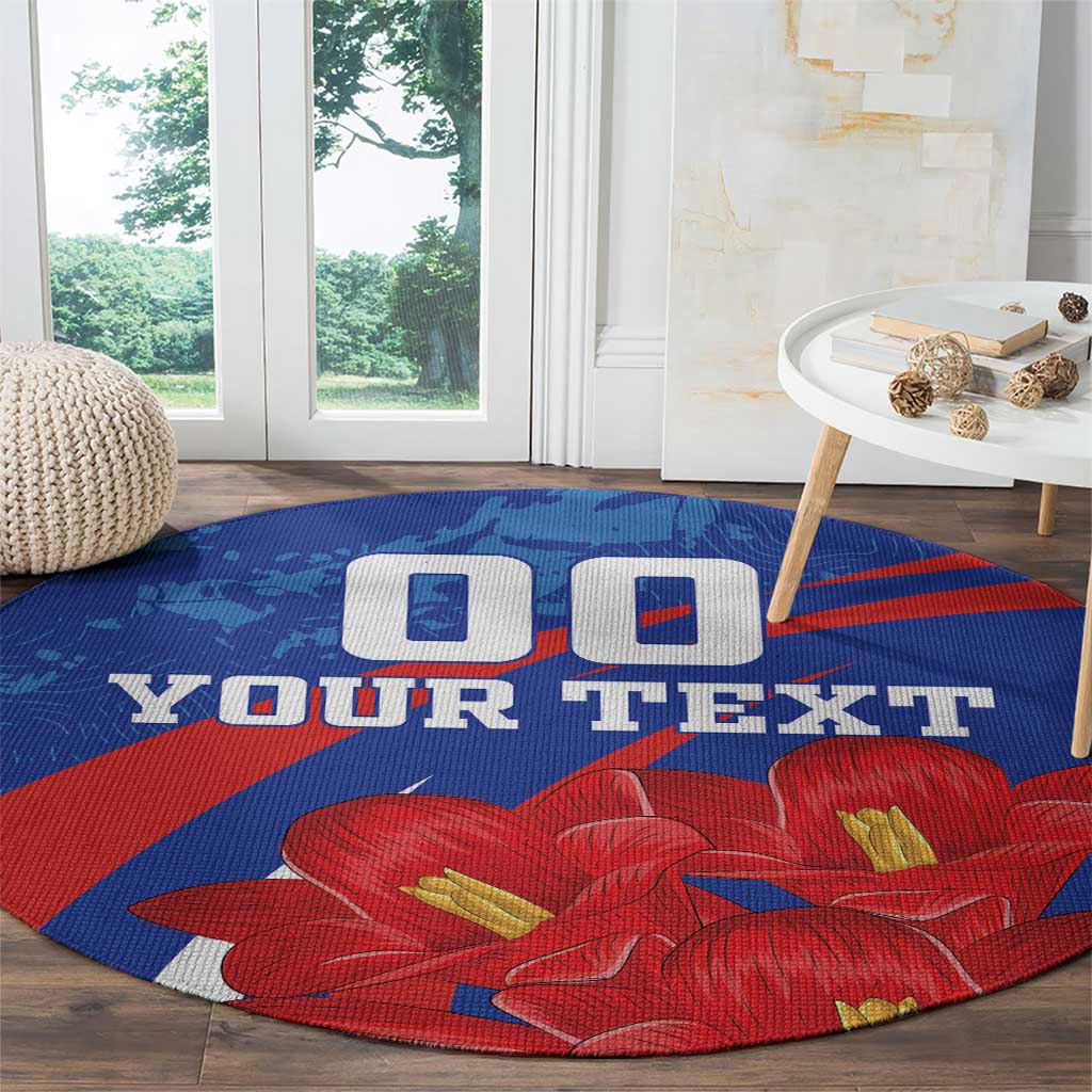 Custom Chile Lapageria Round Carpet With Grunge Style