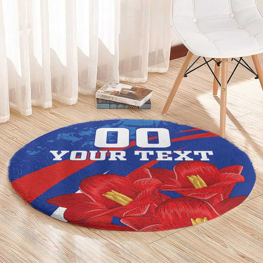 Custom Chile Lapageria Round Carpet With Grunge Style