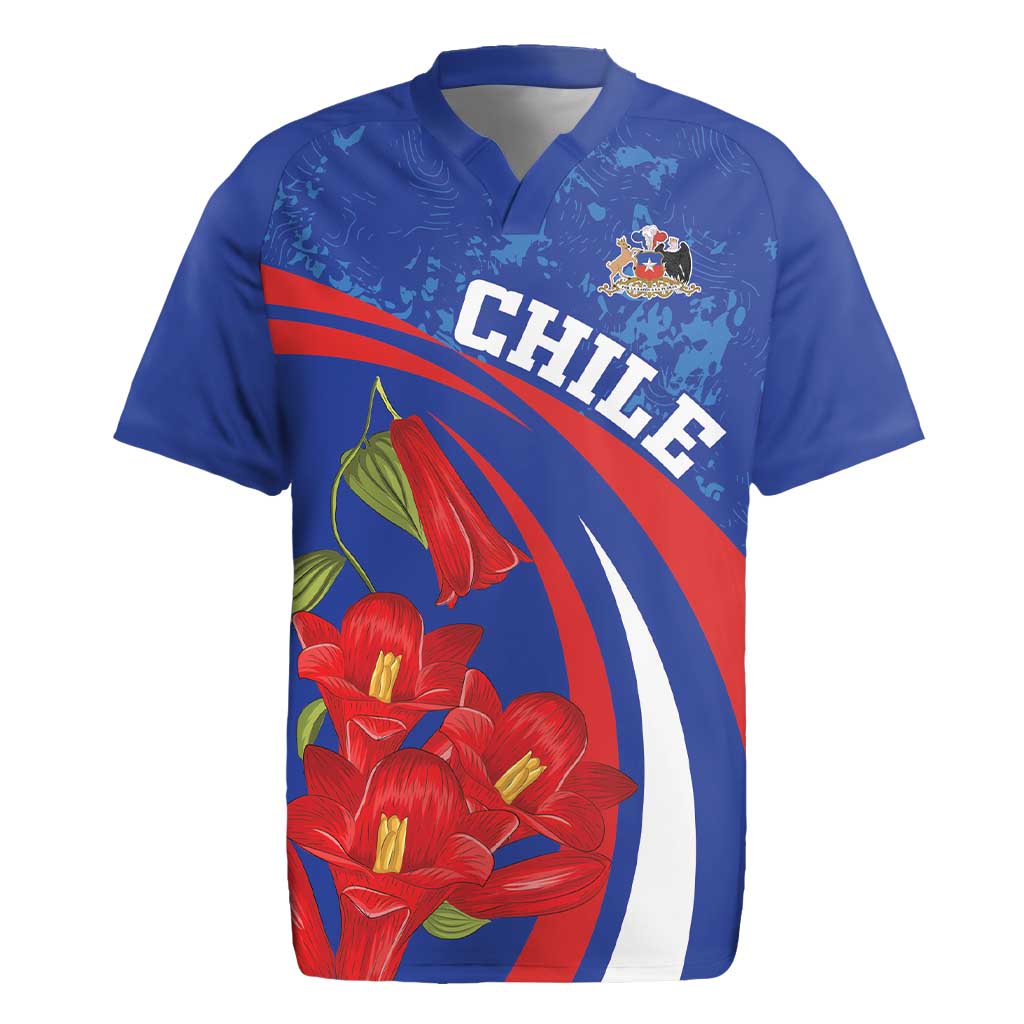 Custom Chile Lapageria Rugby Jersey With Grunge Style - Wonder Print Shop