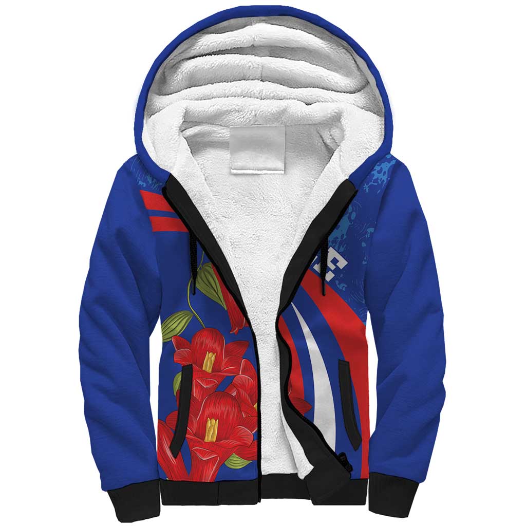 Custom Chile Lapageria Sherpa Hoodie With Grunge Style - Wonder Print Shop