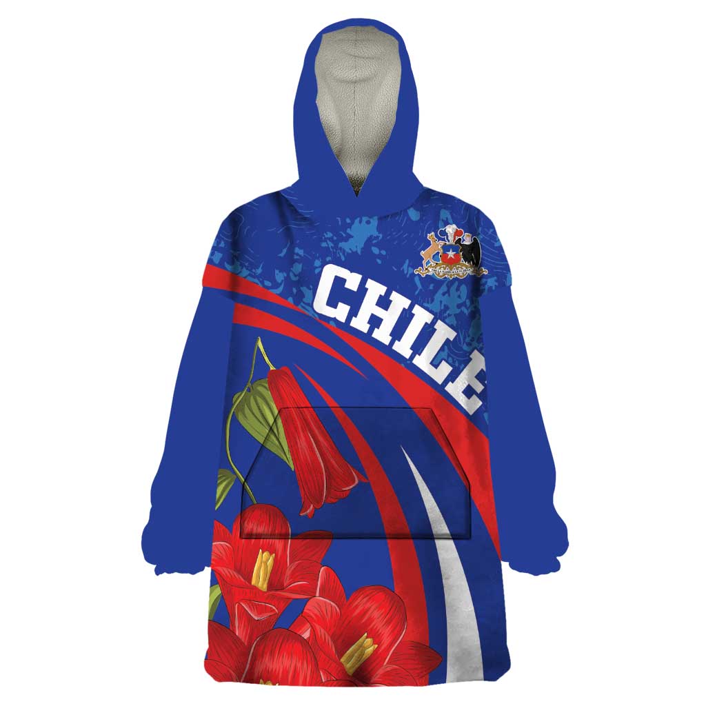 Custom Chile Lapageria Wearable Blanket Hoodie With Grunge Style - Wonder Print Shop