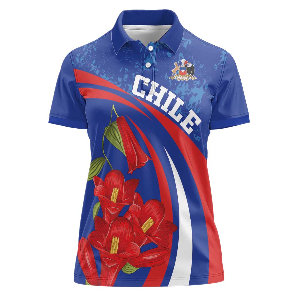 Custom Chile Lapageria Women Polo Shirt With Grunge Style - Wonder Print Shop
