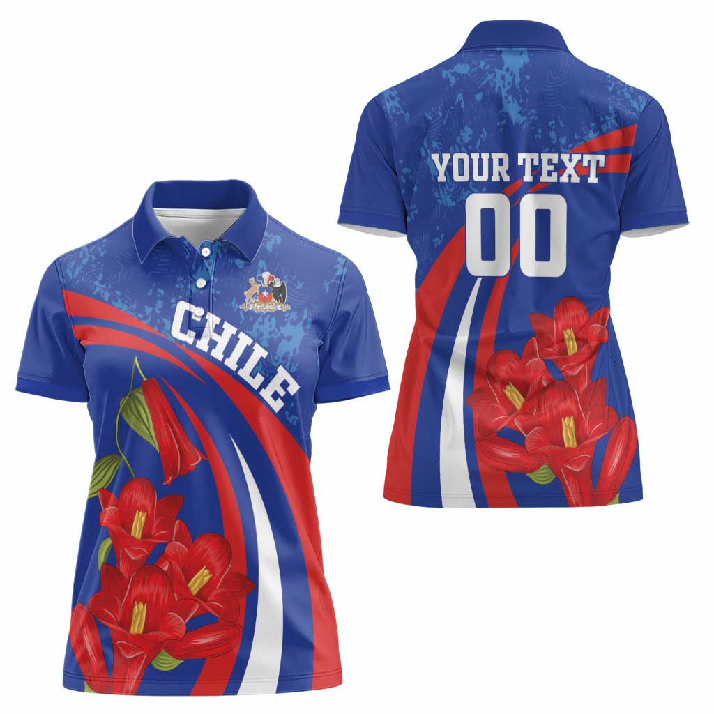 Custom Chile Lapageria Women Polo Shirt With Grunge Style - Wonder Print Shop