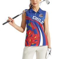 Custom Chile Lapageria Women Sleeveless Polo Shirt With Grunge Style - Wonder Print Shop