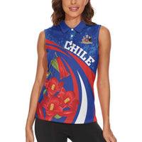 Custom Chile Lapageria Women Sleeveless Polo Shirt With Grunge Style - Wonder Print Shop