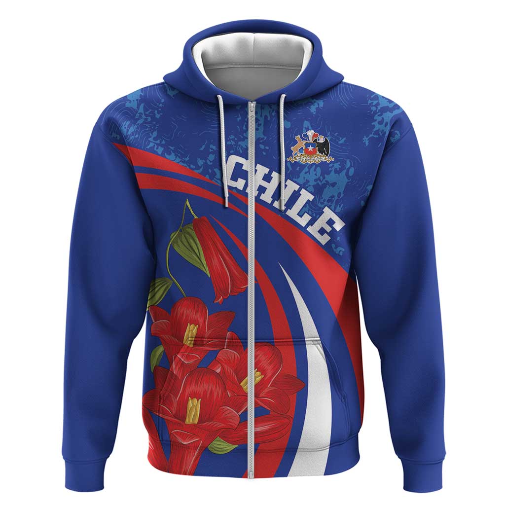 Custom Chile Lapageria Zip Hoodie With Grunge Style - Wonder Print Shop
