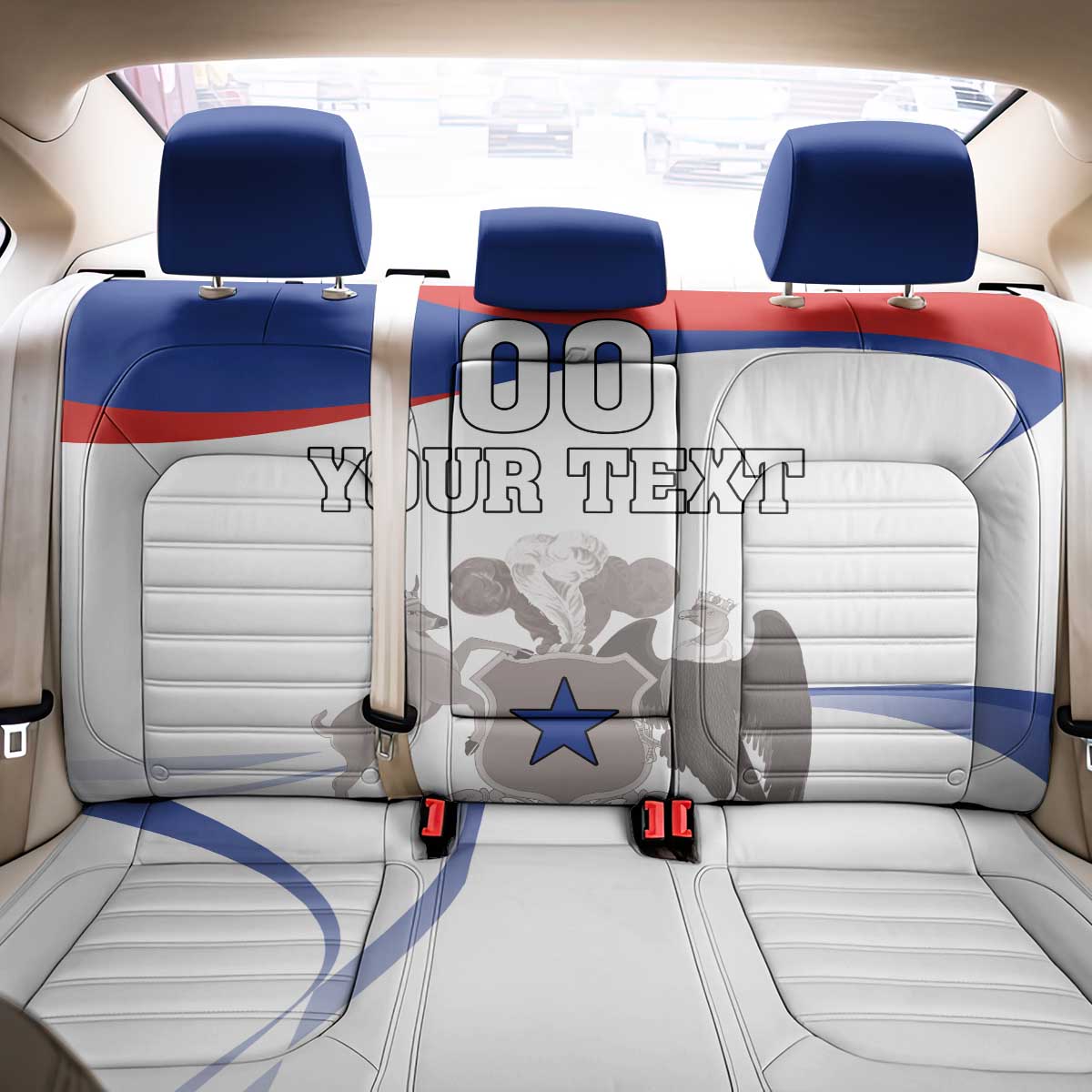 Custom Fiestas Patrias Chile Back Car Seat Cover Coat Of Arms - Wonder Print Shop