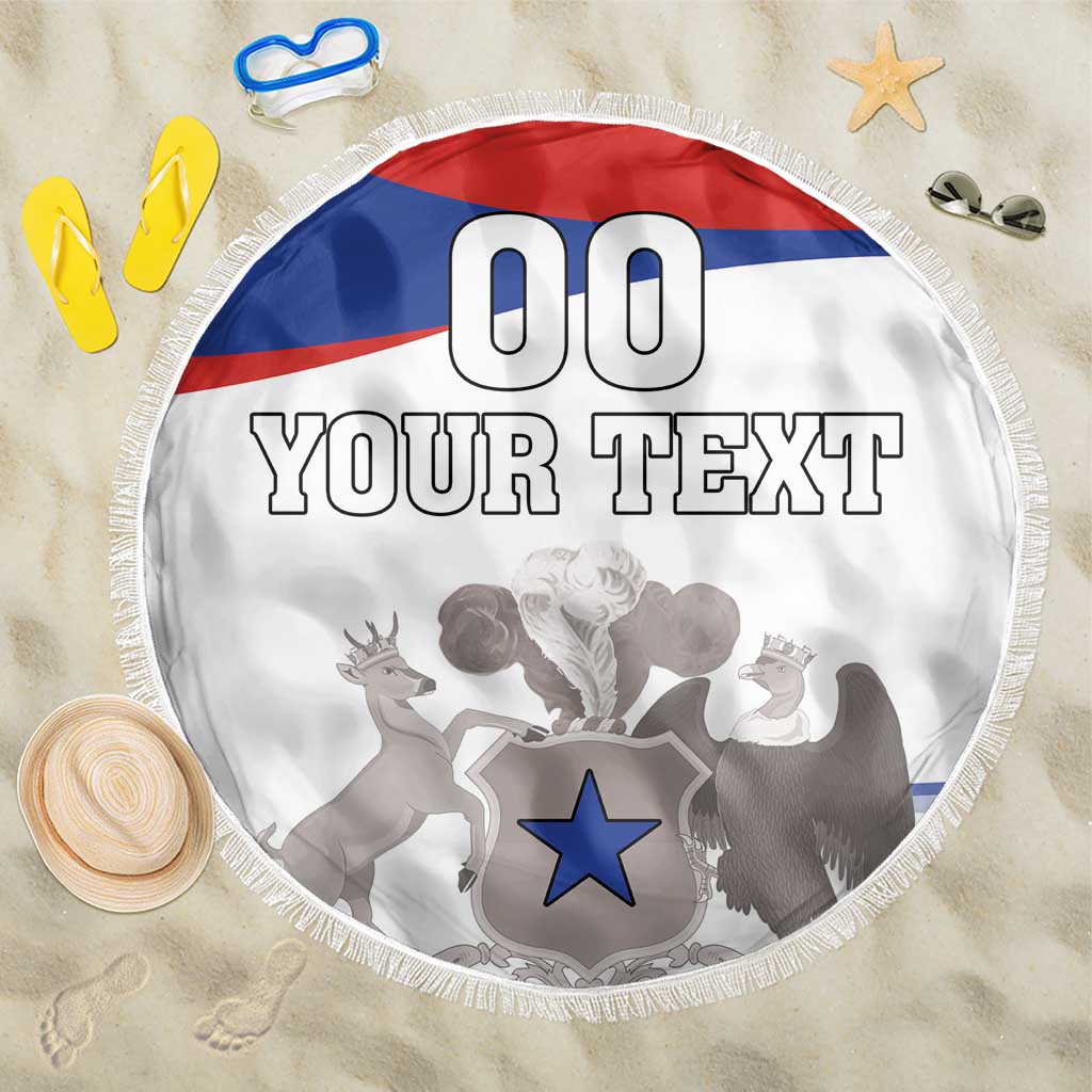 Custom Fiestas Patrias Chile Beach Blanket Coat Of Arms - Wonder Print Shop