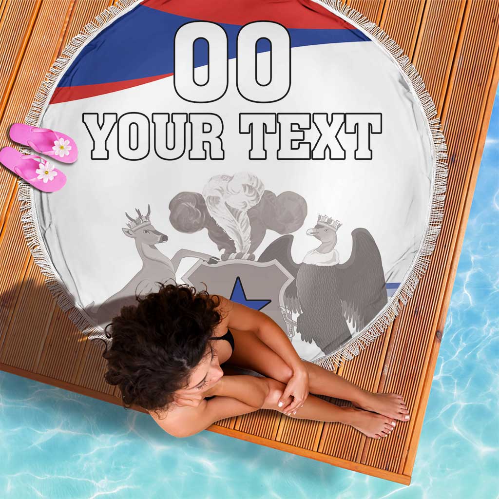 Custom Fiestas Patrias Chile Beach Blanket Coat Of Arms - Wonder Print Shop