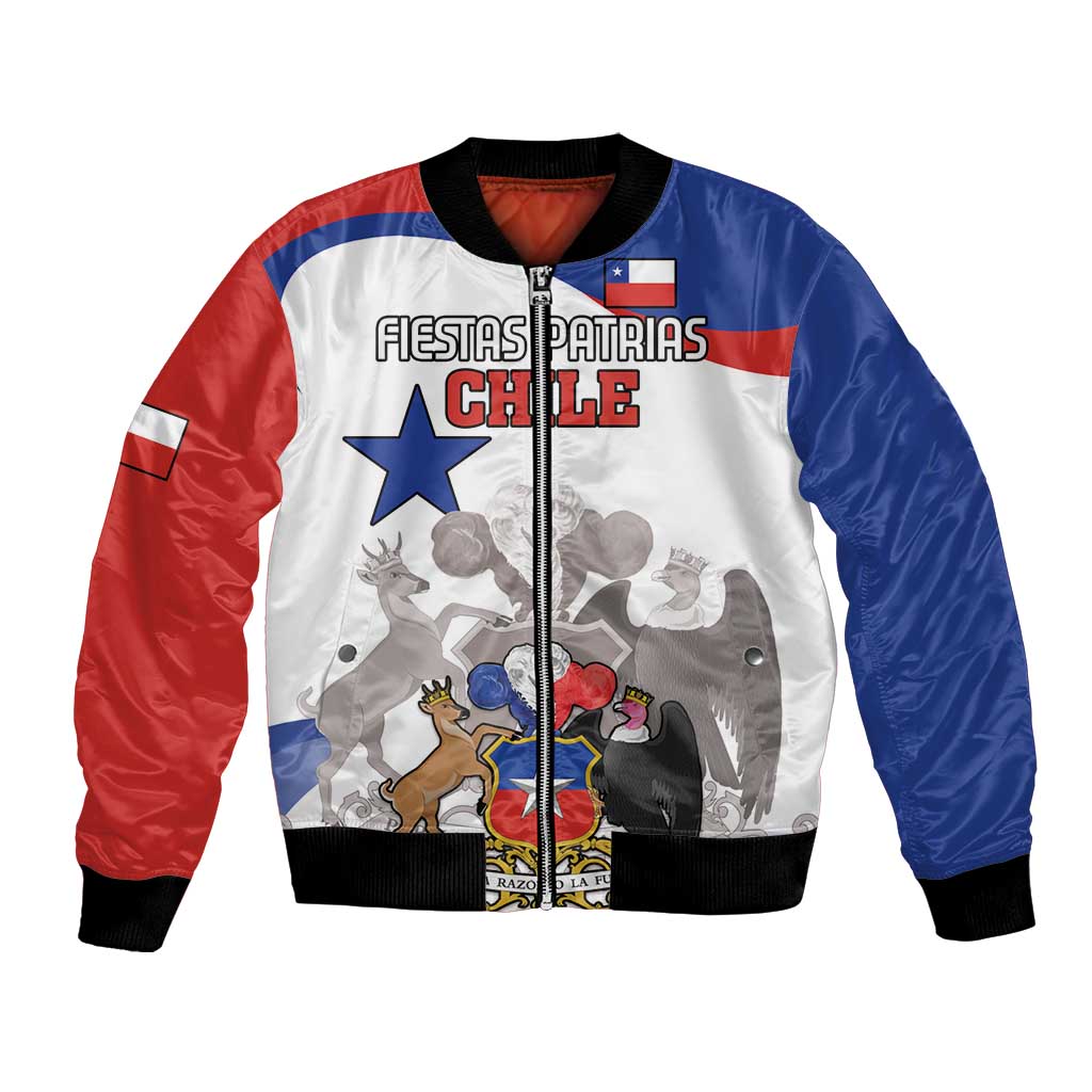 Custom Fiestas Patrias Chile Bomber Jacket Coat Of Arms - Wonder Print Shop