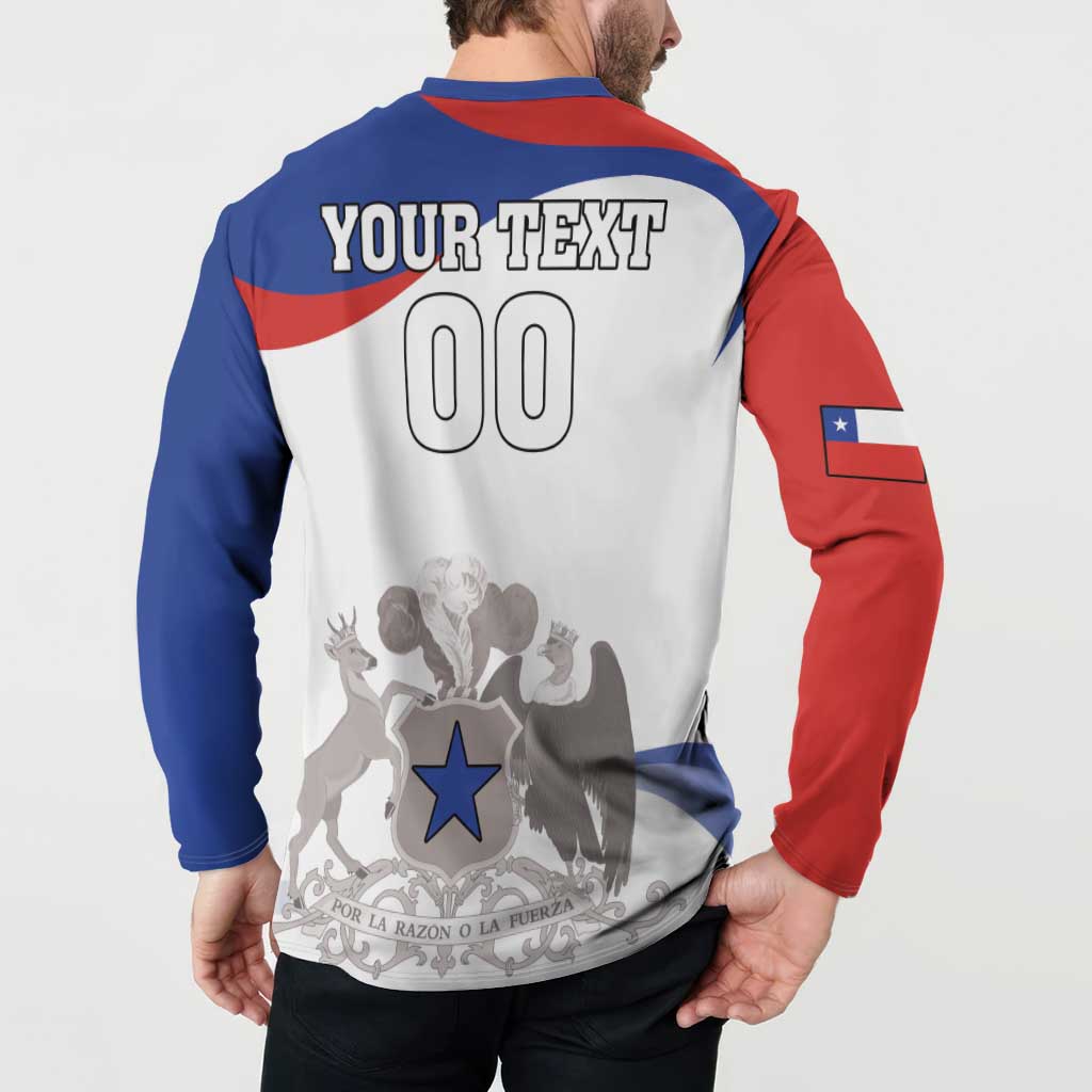Custom Fiestas Patrias Chile Button Sweatshirt Coat Of Arms - Wonder Print Shop
