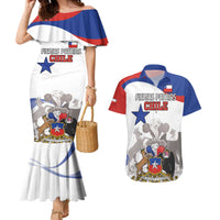 Custom Fiestas Patrias Chile Couples Matching Mermaid Dress and Hawaiian Shirt Coat Of Arms - Wonder Print Shop