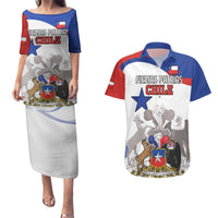 Custom Fiestas Patrias Chile Couples Matching Puletasi and Hawaiian Shirt Coat Of Arms - Wonder Print Shop