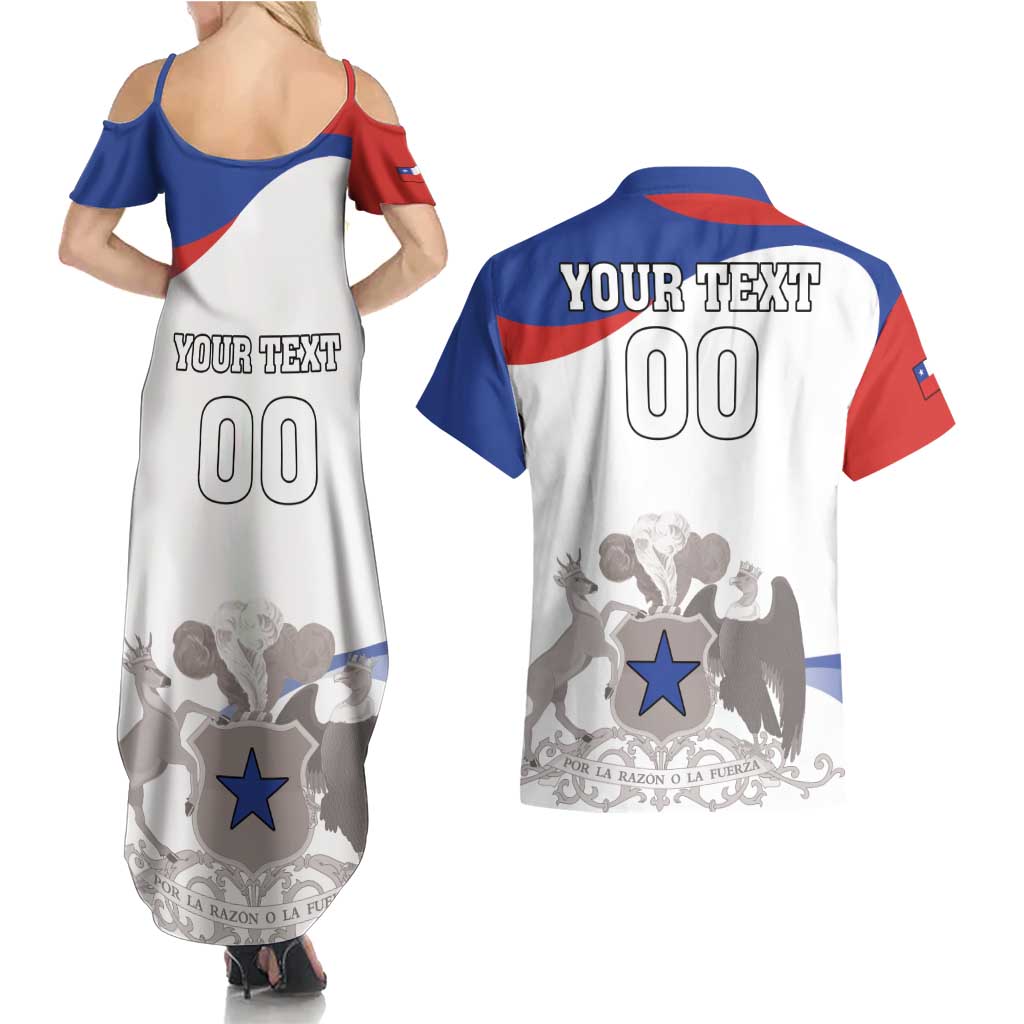 Custom Fiestas Patrias Chile Couples Matching Summer Maxi Dress and Hawaiian Shirt Coat Of Arms - Wonder Print Shop
