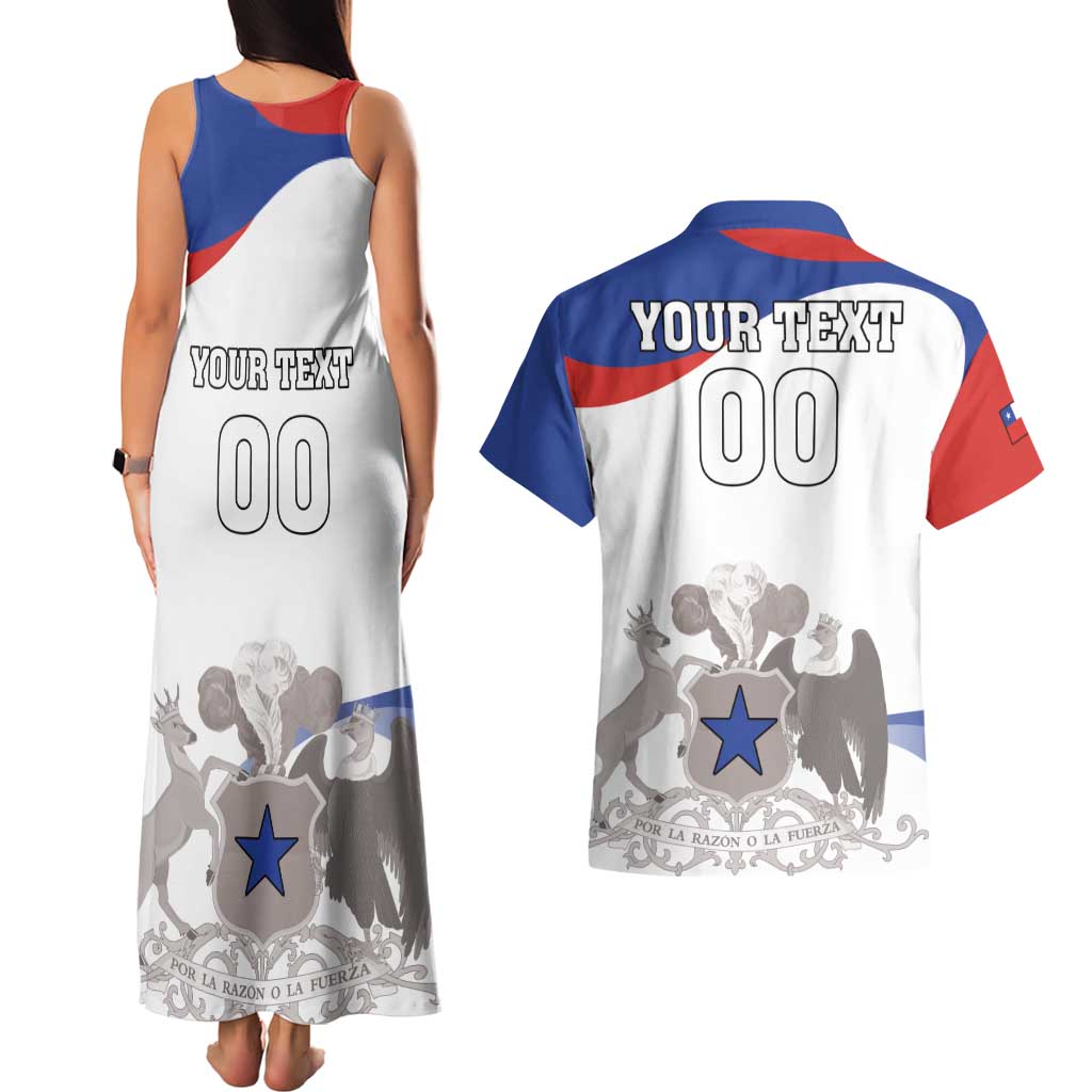 Custom Fiestas Patrias Chile Couples Matching Tank Maxi Dress and Hawaiian Shirt Coat Of Arms - Wonder Print Shop