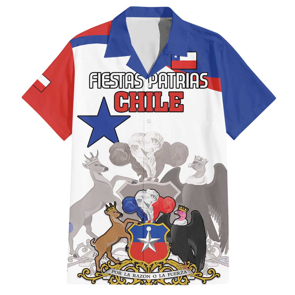 Custom Fiestas Patrias Chile Hawaiian Shirt Coat Of Arms - Wonder Print Shop