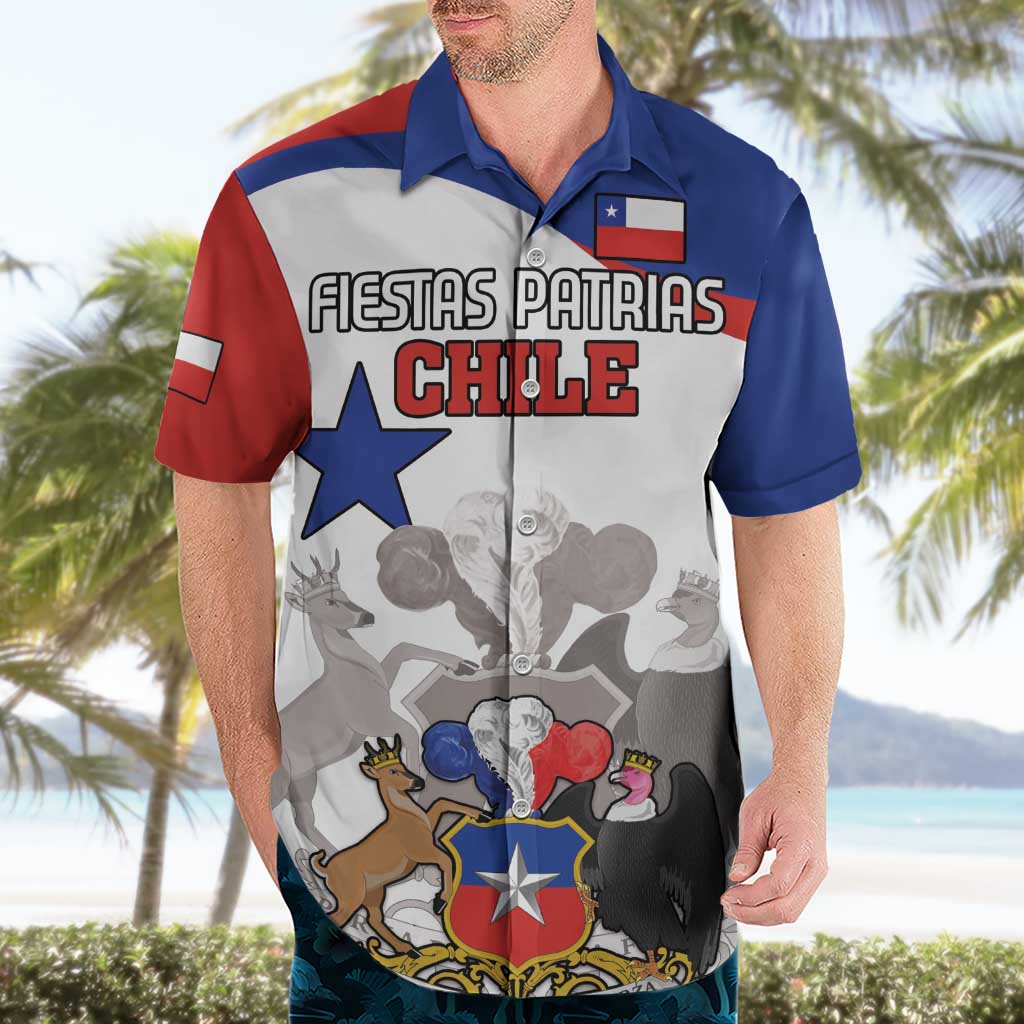 Custom Fiestas Patrias Chile Hawaiian Shirt Coat Of Arms - Wonder Print Shop