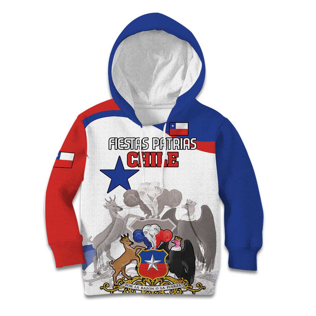 Custom Fiestas Patrias Chile Kid Hoodie Coat Of Arms - Wonder Print Shop