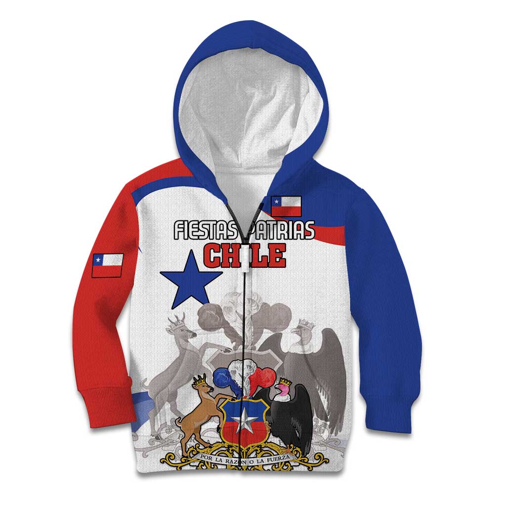 Custom Fiestas Patrias Chile Kid Hoodie Coat Of Arms - Wonder Print Shop