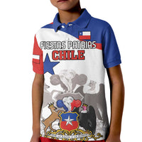 Custom Fiestas Patrias Chile Kid Polo Shirt Coat Of Arms - Wonder Print Shop