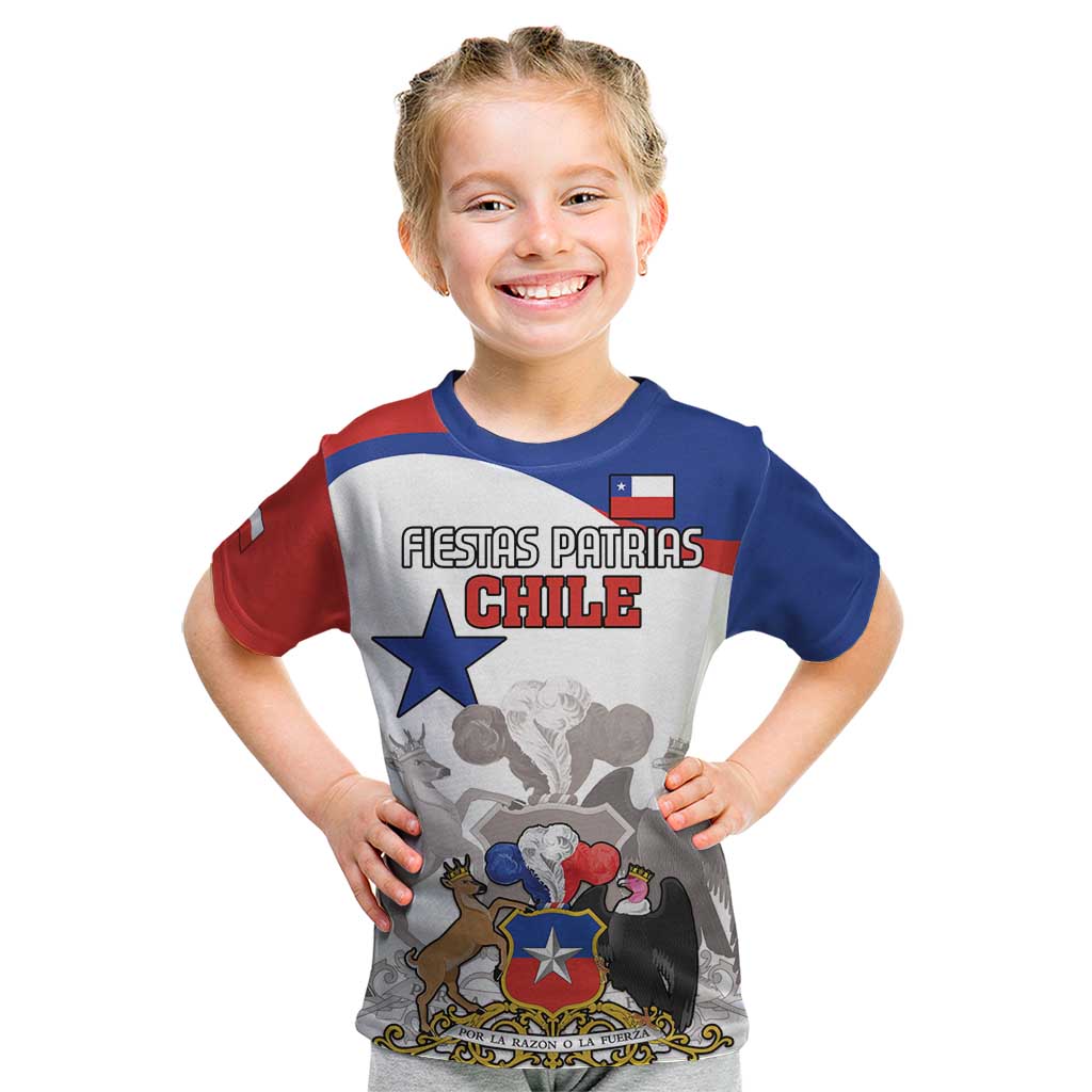 Custom Fiestas Patrias Chile Kid T Shirt Coat Of Arms - Wonder Print Shop