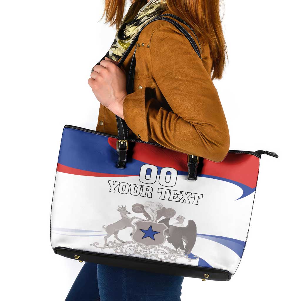 Custom Fiestas Patrias Chile Leather Tote Bag Coat Of Arms - Wonder Print Shop