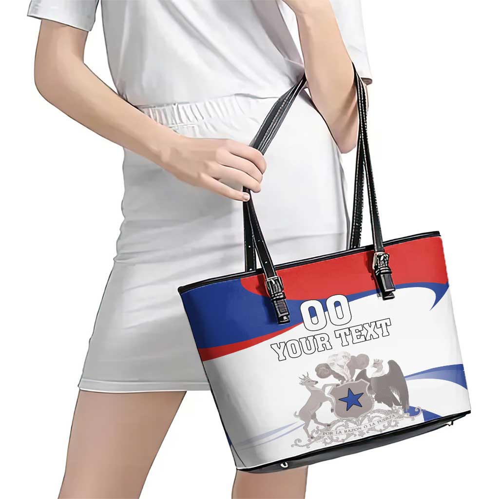 Custom Fiestas Patrias Chile Leather Tote Bag Coat Of Arms - Wonder Print Shop