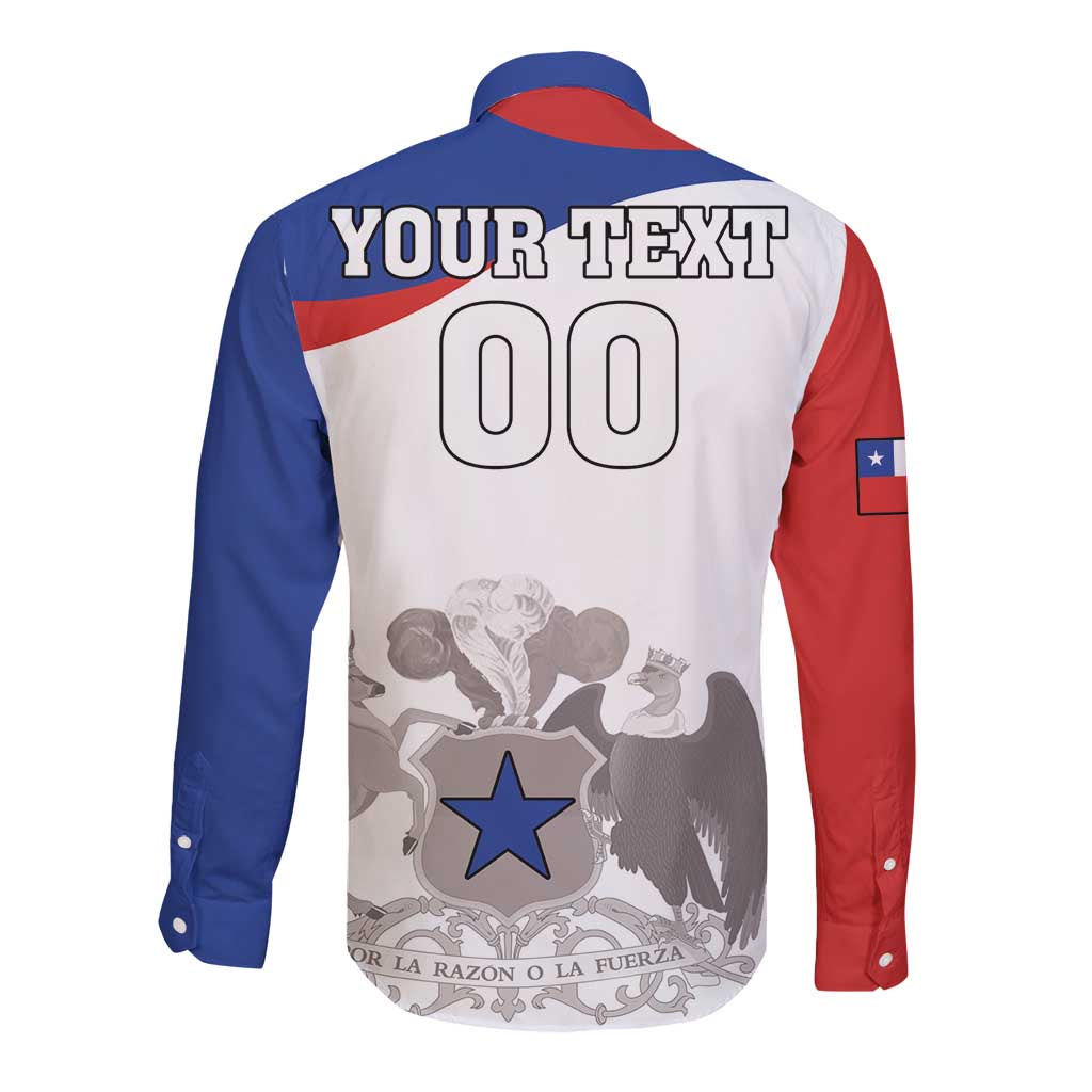 Custom Fiestas Patrias Chile Long Sleeve Button Shirt Coat Of Arms - Wonder Print Shop